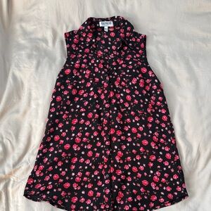 Express Black Sleeveless Blouse with Pink Floral Pattern